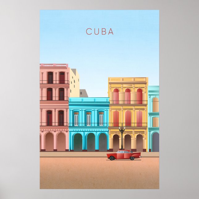 Cuba Affiche de voyage minimaliste (Devant)