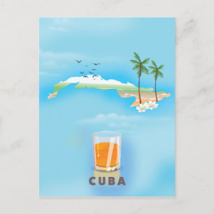 Cuba Carte illustrée affiche de voyage