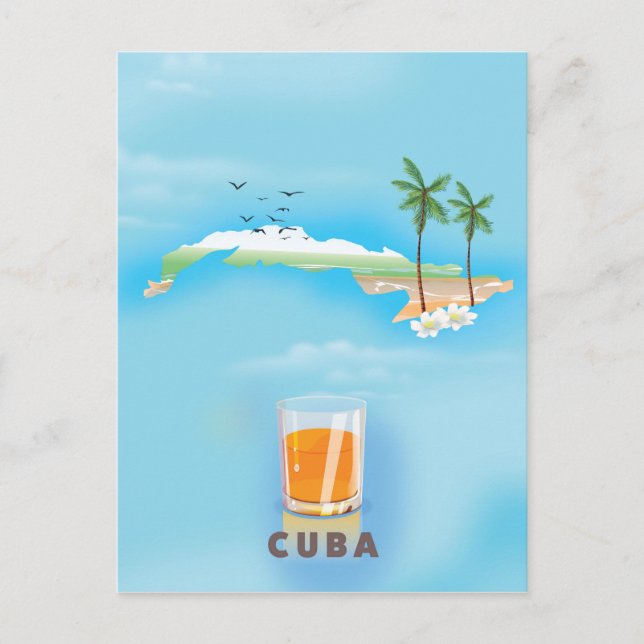 Cuba Carte illustrée affiche de voyage (Devant)