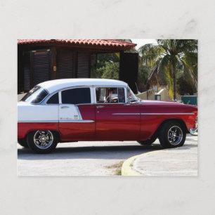 Cuba Classic Cars Rouge n Blanc Carte postale