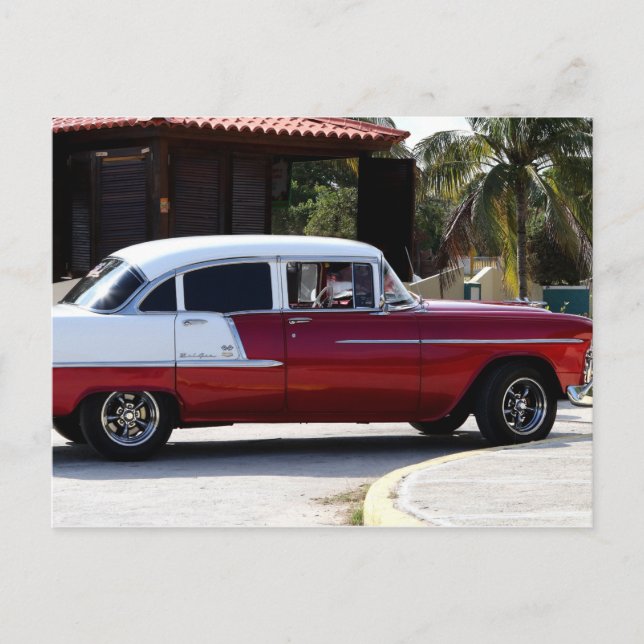 Cuba Classic Cars Rouge n Blanc Carte postale (Devant)