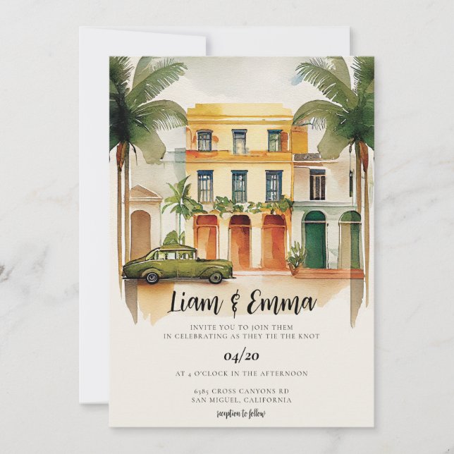 Cuba Havana Faire-part de mariage destination mari (Devant)