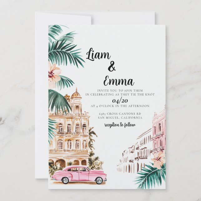 Cuba Havana Faire-part de mariage destination mari (Devant)