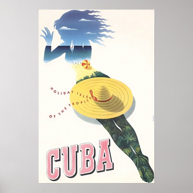 Cuba Print Cuban Art Travel Poster  (Devant)