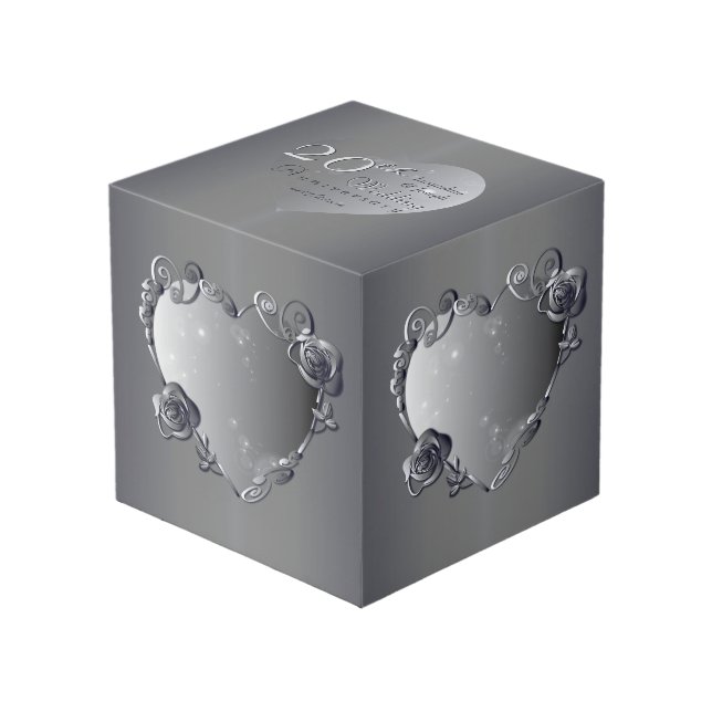 Cube Photo 20e Rose Platine Cadres cardiaques 4 Photos (Angle devant)