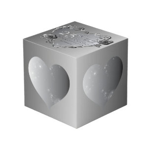 Cube Photo 25e Rose gris argenté Cadres cardiaques 4 photos