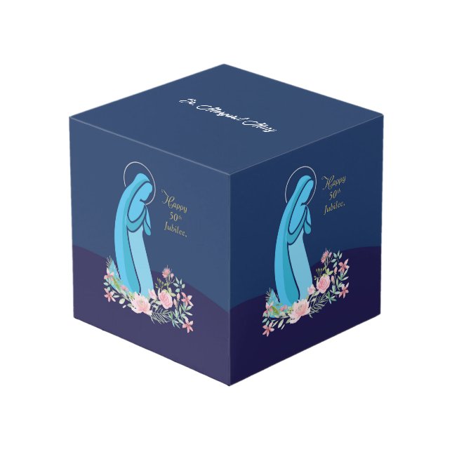 Cube Photo 50e anniversaire de la vie religieuse Nun Fleur ro (Angle devant)