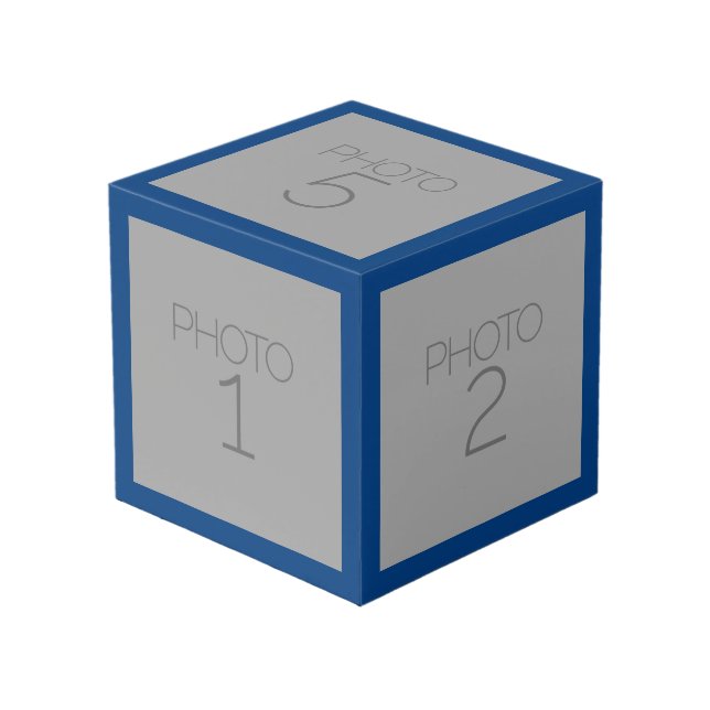 Cube Photo 5 Collage photo avec bordure bleue royale solide (Angle devant)