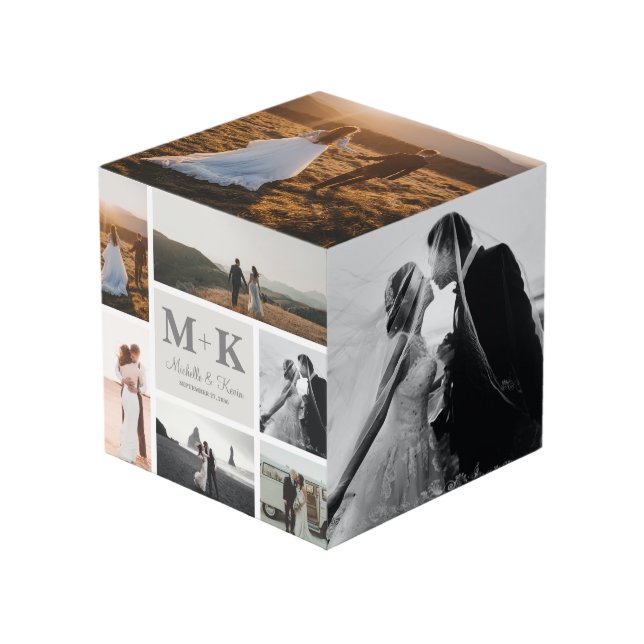 Cube Photo 6 Photo Mariage Collage Newlyweds Keepsaké (Angle devant)
