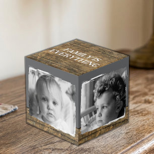 Cube Photo Ajouter 4 images famille rustique brun gris photo
