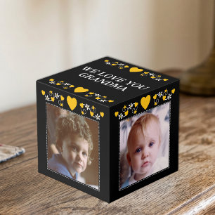 Cube Photo Ajouter 4 images nous vous aimons grand-mère noir