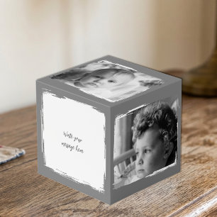 Cube Photo Ajouter 4 images personnaliser les mots photo gris