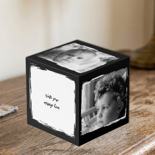 Cube Photo Ajouter 4 images personnaliser les mots photo noir
