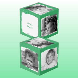 Cube Photo Ajouter 4 images personnaliser mots vert blanc pho