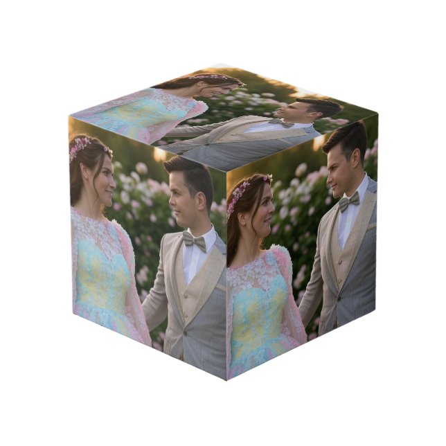 Cube Photo Ajouter une Personnaliser photo Mariage (Angle devant)