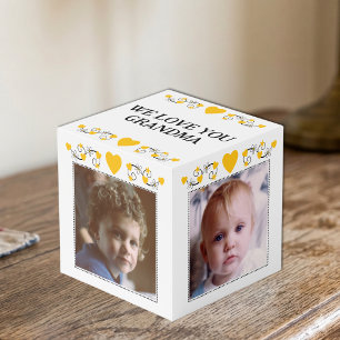 Cube Photo Ajoutez 4 images nous vous aimons grand-mère jaune