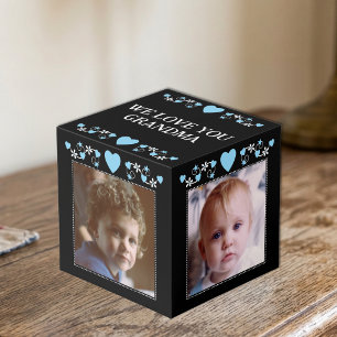 Cube Photo Ajoutez 4 images nous vous aimons grand-mère noir 