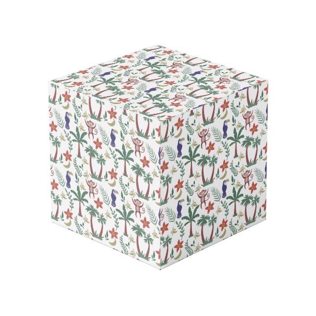 Cube Photo Animaux tropicaux sans soudure motif macaw et sing (Angle devant)