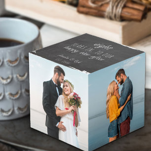 Cube Photo Anniversaire de Mariage Happy Ever After Ardoise 4