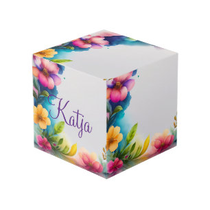 Cube Photo Aquarelle fleurs colorées