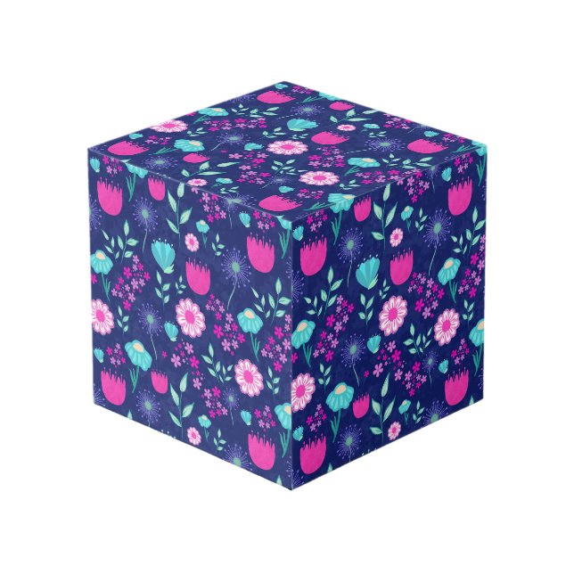 Cube Photo Arrière - plan à motif floral mignon (Angle devant)