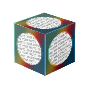 Cube Photo Arrondi en Carré Cadre couleur 2 + votre photo