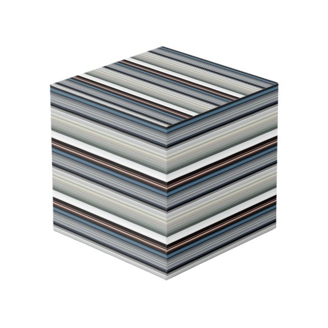 Cube Photo Bandes blanches gris mignonnes (Angle devant)