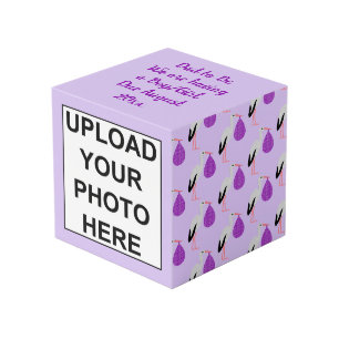 Cube Photo Bébé cigogne violet genre neutre Téléchargement de