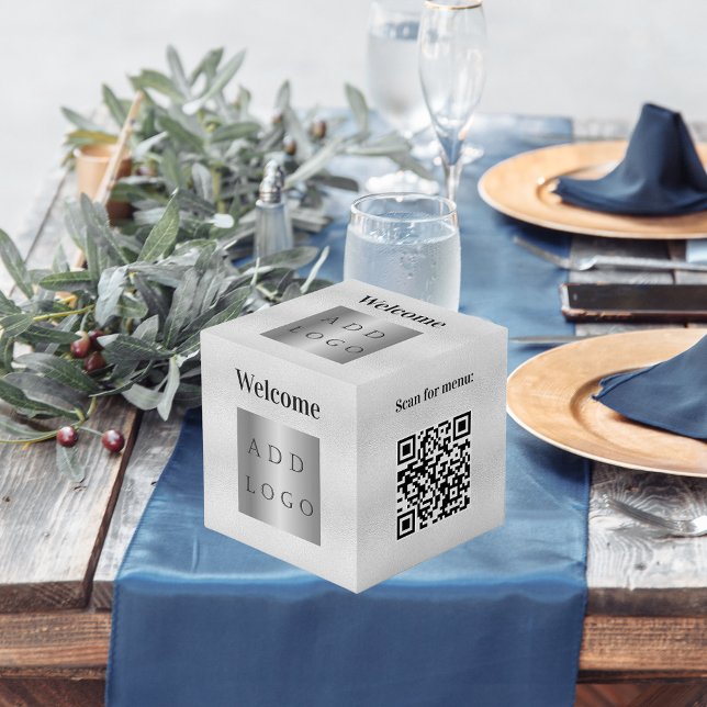 Cube Photo Bienvenue logo de l'entreprise Code QR table de me (Créateur téléchargé)