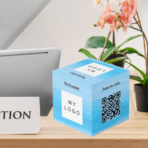 Cube Photo Bienvenue logo de l'entreprise QR code menu océan