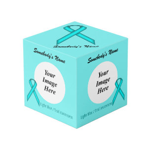 Cube Photo Bleu Lt/ruban Turquoise standard Tmpl par K Yoncic