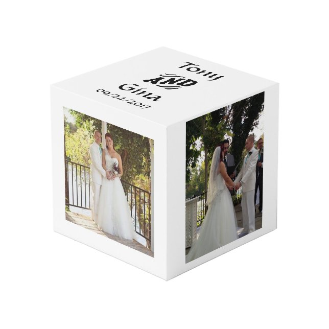 Cube Photo Bloc photo de mariage personnalisé (Angle devant)