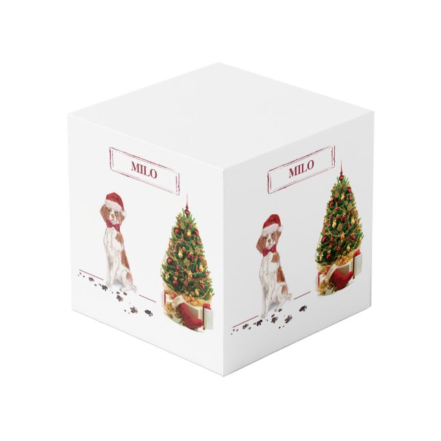 Cube Photo Bretagne Funny Christmas Chien et Arbre (Angle devant)
