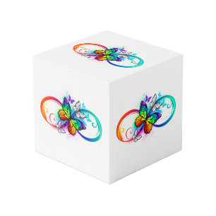 Cube Photo Bright infinity with rainbow butterfly