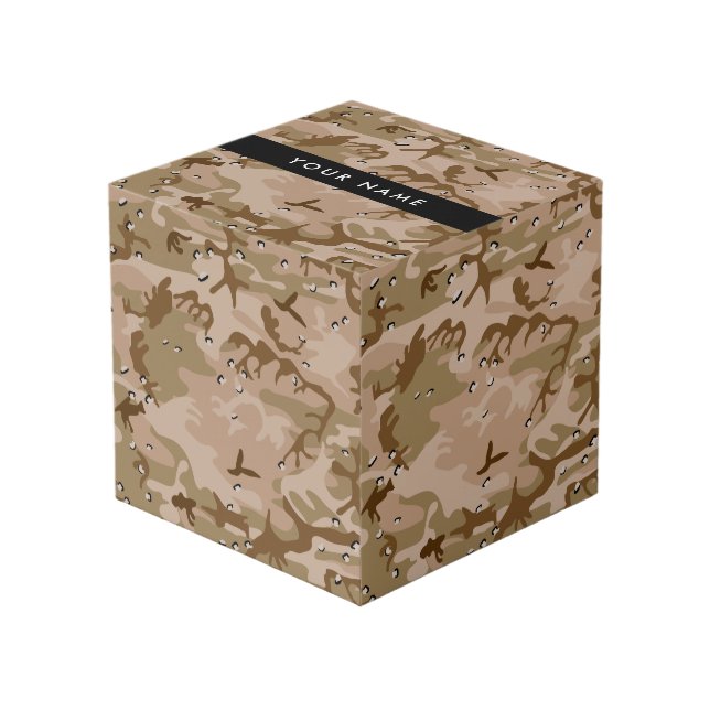 Cube Photo Cailloux de camouflage du désert, Votre nom, Perso (Angle devant)