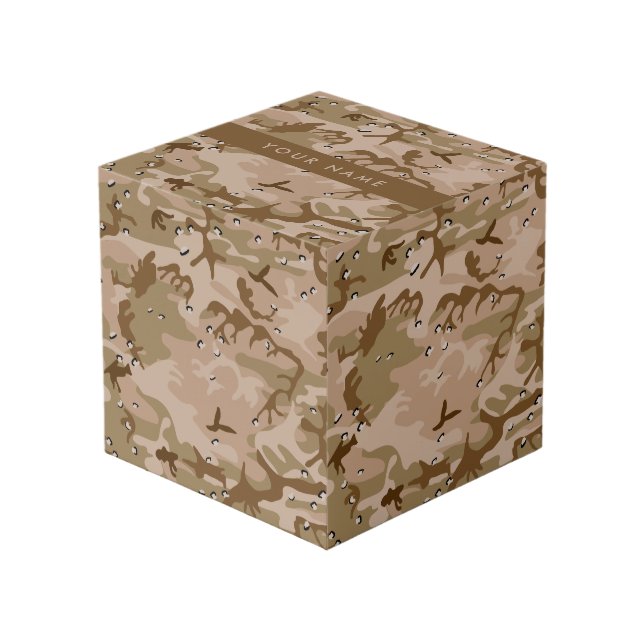 Cube Photo Cailloux de camouflage du désert, Votre nom, Perso (Angle devant)