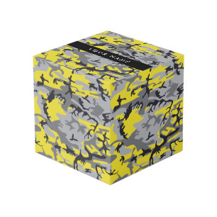 Cube Photo Camouflage jaune et gris Votre nom Personnalisez