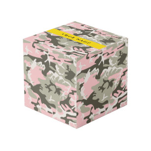 Cube Photo Camouflage Rose et Vert Personnalisez votre nom