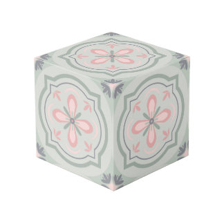 Cube Photo Carreaux Floraux Pastel Verts