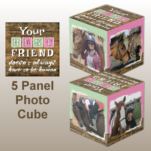 Cube Photo Cheval meilleur ami 4 photo rustique brun vert