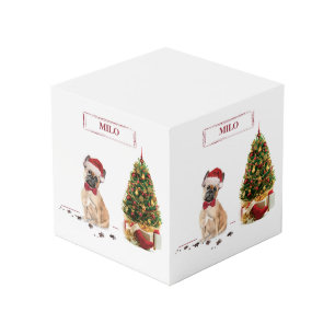 Cube Photo Chien de Noël Funny avec arbre