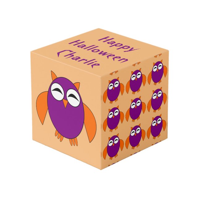 Cube Photo Chouette d'Halloween personnalisée (Angle devant)