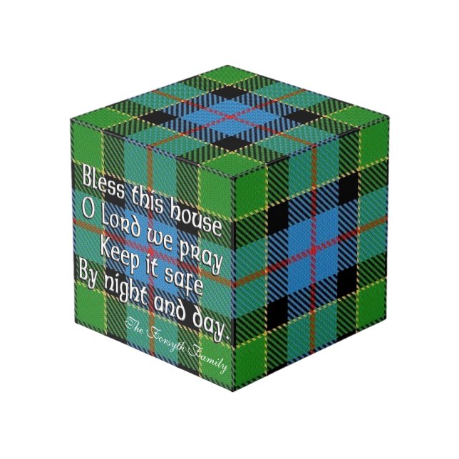 Cube Photo Clan Forsyth Maison Tartan Bénédiction (Angle devant)