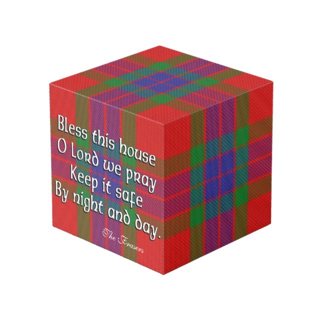 Cube Photo Clan Fraser Tartan House Bénédiction (Angle devant)