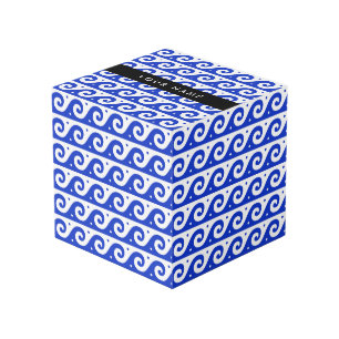 Cube Photo Clé de méandre grecque, Clé de vague, Bleu, Votre