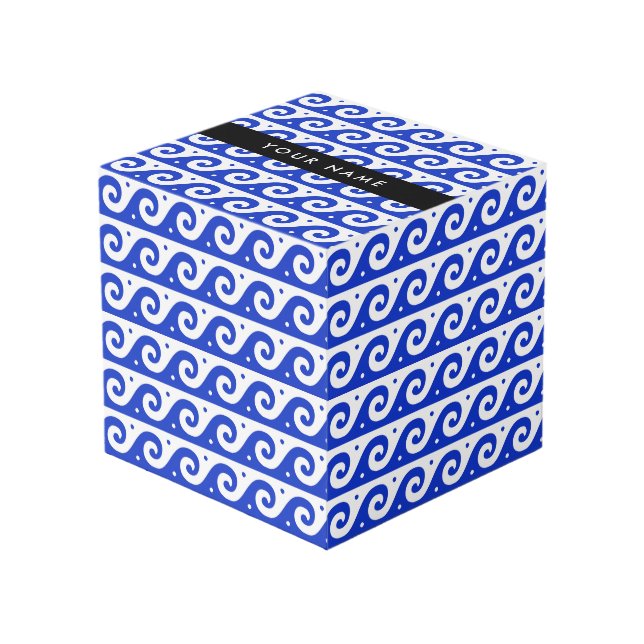 Cube Photo Clé de méandre grecque, Clé de vague, Bleu, Votre  (Angle devant)