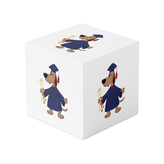 Cube Photo Clipart de graduation de chien (Angle devant)