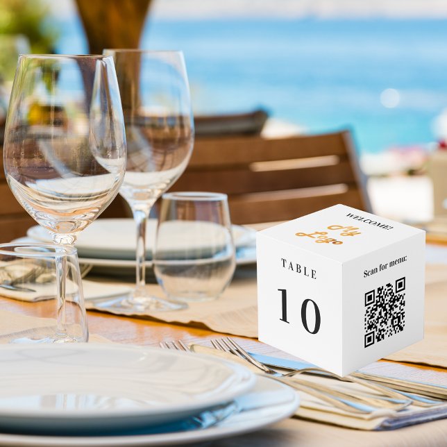 Cube Photo Code QR de numéro de table menu logo entreprise bl (Créateur téléchargé)