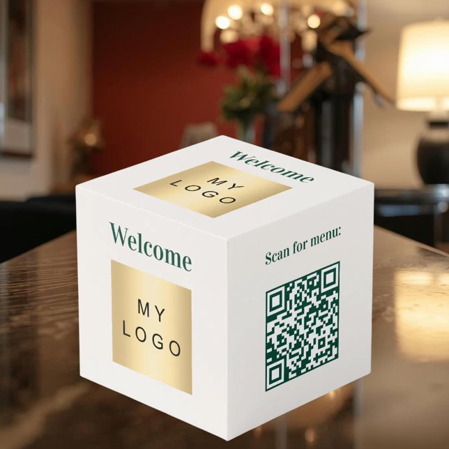 Cube Photo Code QR du logo de bienvenue affaires table de men (Créateur téléchargé)