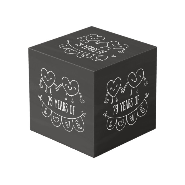 Cube Photo Coeurs de calèche-cadeaux du 79e anniversaire (Angle devant)